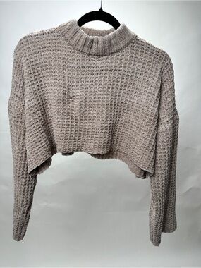 Forever 21 Cropped Mock Neck Sweater - Beige Taupe
